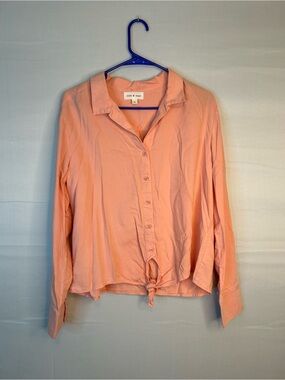 Cloth & stone Women’s Size Medium Tie Front Long Sleeve Blouse Peach Country 114